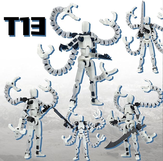T13 Already Assembled Action Figure Accessories,T13 Multi-Jointed Movable,for Collectors Desktop Decorations t-13 Movability 3D Printed Toys (Luminous, 7.2inch)