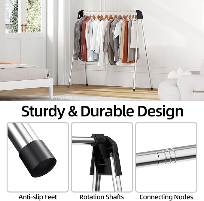 APEXCHASER Clothes Drying Rack Foldable, Stainless Steel Laundry Drying Rack Collapsible, Clothes Hanger for Sweater Baby Clothes Towel for Indoor & Outdoor, Portable Clothes Airer for Travel