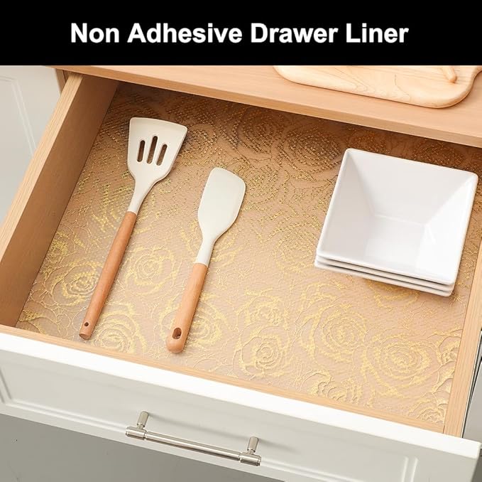 Cooyes Shelf Liner – Premium Non-Adhesive Cabinet & Drawer Liner for Kitchen – Waterproof Shelf Paper with Modern Pattern – Durable EVA Cabinet Mat – Easy to Cut （24" W x 120" L）