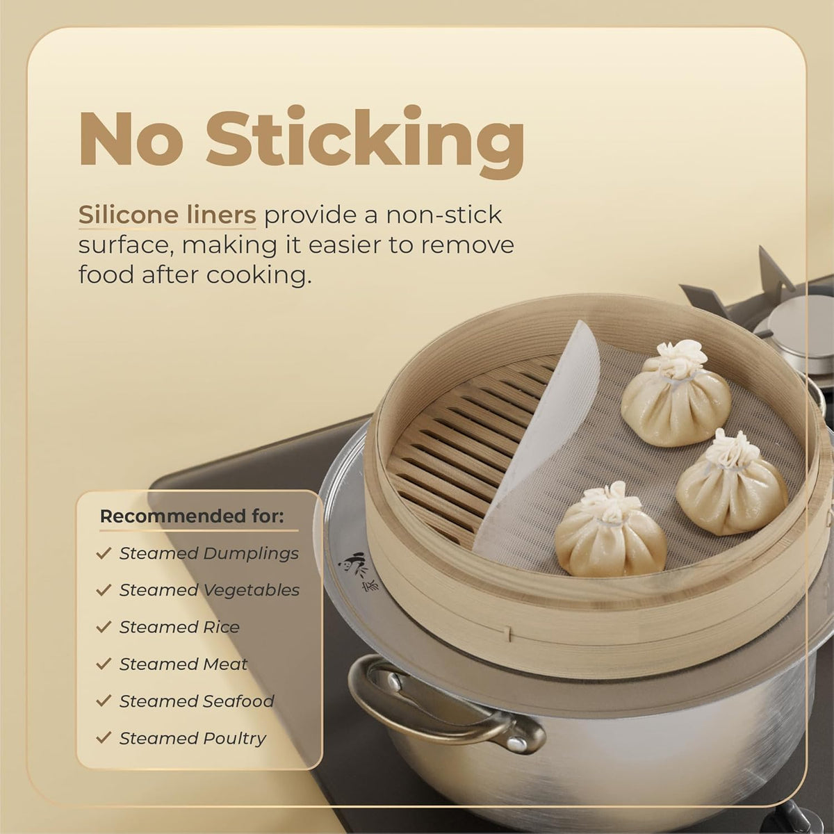 Prime Home Direct Bamboo Steamer Silicone Liners 10-Inch | 6 Count | BPA Free | Reusable & Non Stick for Air Fryer, Dumpling Food Steam Pot & Dim Sum Steaming | Round Mesh Parchment Baking Sheet Paper