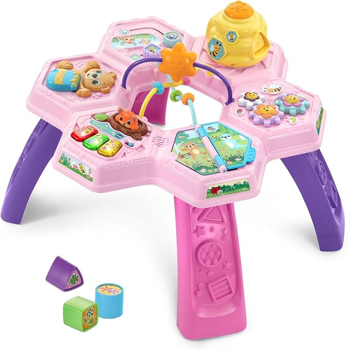VTech Buzz and Learn Activity Table with Seven Interactive Play Zones, Pink