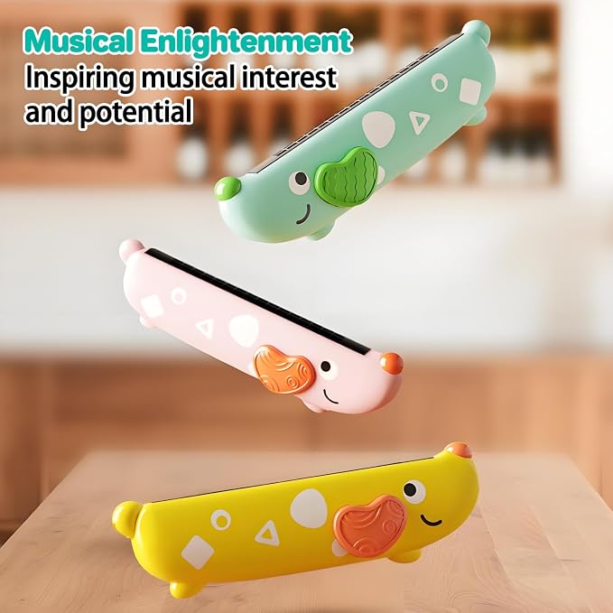 3PCS Harmonica for Kids, Beginners, Toddler muiscal Instruments Toys, Yellow, Pink, Green 16 Hole Harmonica Set, Educational Toys for Children