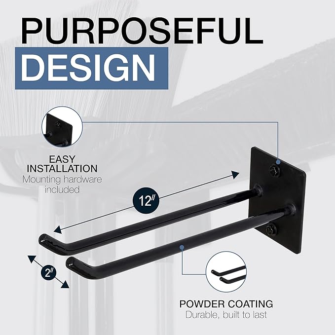 StoreYourBoard Ladder Storage Wall Hook – Heavy Duty Steel Ladder Hanger for Garage Wall, Holds 2–3 Ladders, Ladder Hooks for Wall Mount, Supports up to 50 lbs