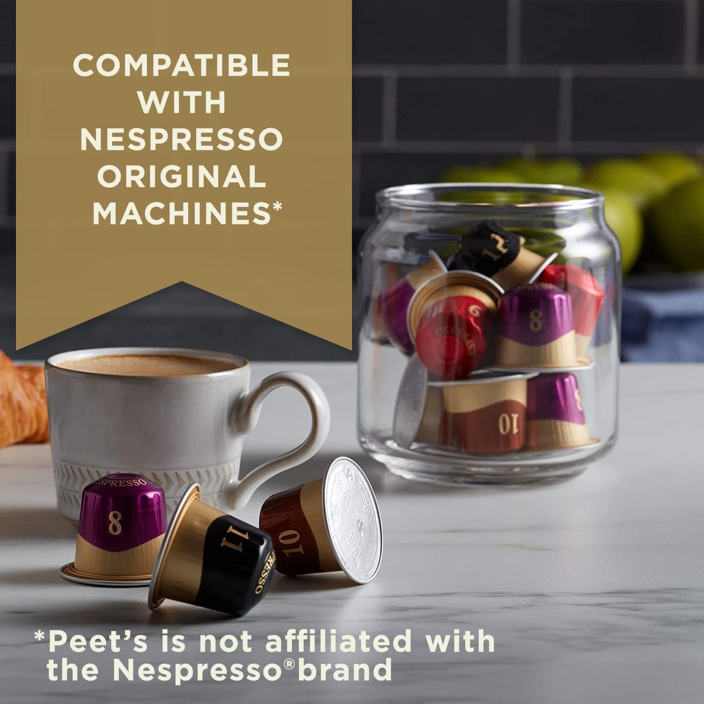 Peet's Coffee, Dark Roast Espresso Capsules, Compatible with Nespresso Original Machines - Major Dickason's Blend Intensity 11, 50 Count (5 Boxes of 10 Espresso Capsules)
