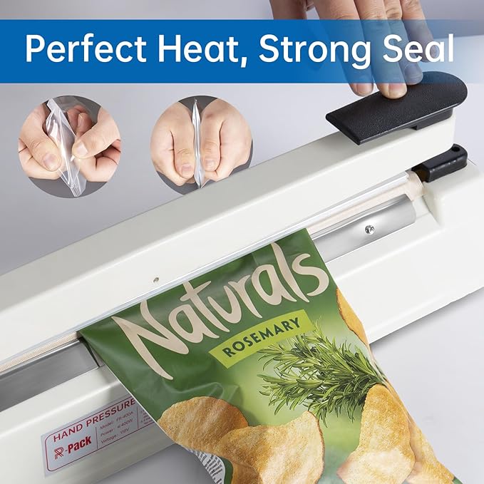 Impulse Heat Sealer with Seal bar, Heavy-Duty Bag Sealing & Cutting Machine, 2 Extra Replacements (blue, 12inch)