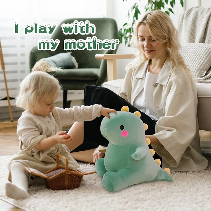 DUANMUL Cute Dinosaur Plush Toys, Fat Dinosaur Stuffed Animals Toys Dolls, Dinosaur Plush Toy Soft Stuffed Animal Dino Plushies Doll Cute Birthday Gifts for Kids Girls Boys (Green,13in)
