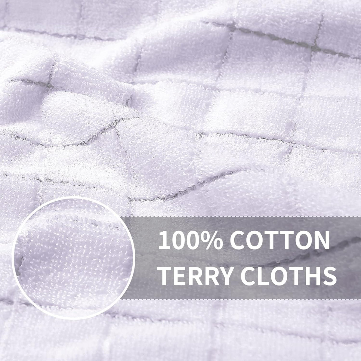 Homaxy 100% Cotton Terry Kitchen Towels(White, 13 x 28 inches), Checkered Designed, Soft and Super Absorbent Dish Towels, 6 Pack