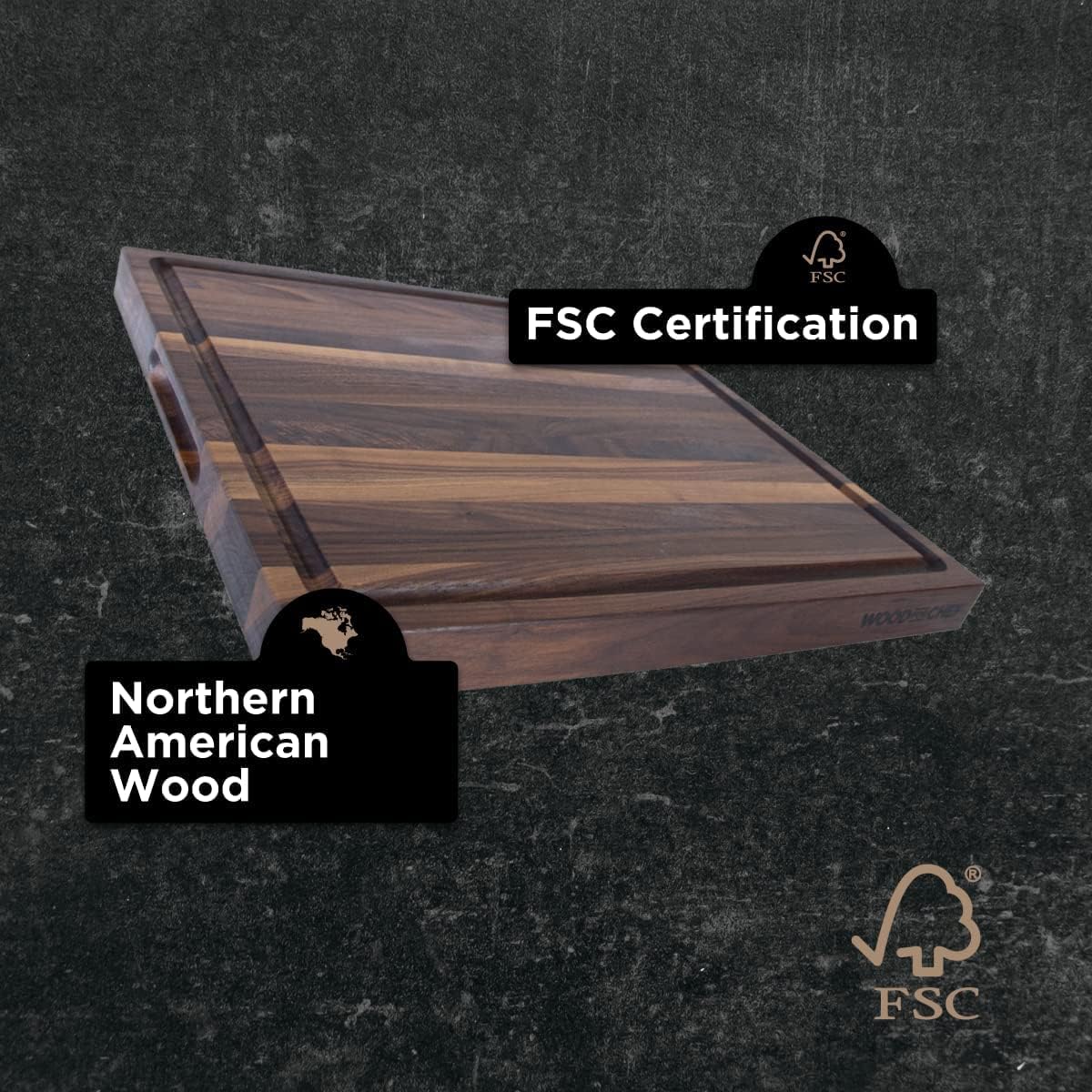 Extra Large XL Cutting Board from American Walnut - Heavy Reversible Butcher Block with Juice Groove for Cutting Meat and Juicy Veggies Easily - Walnut Chopping Board - 24x18x1.5"