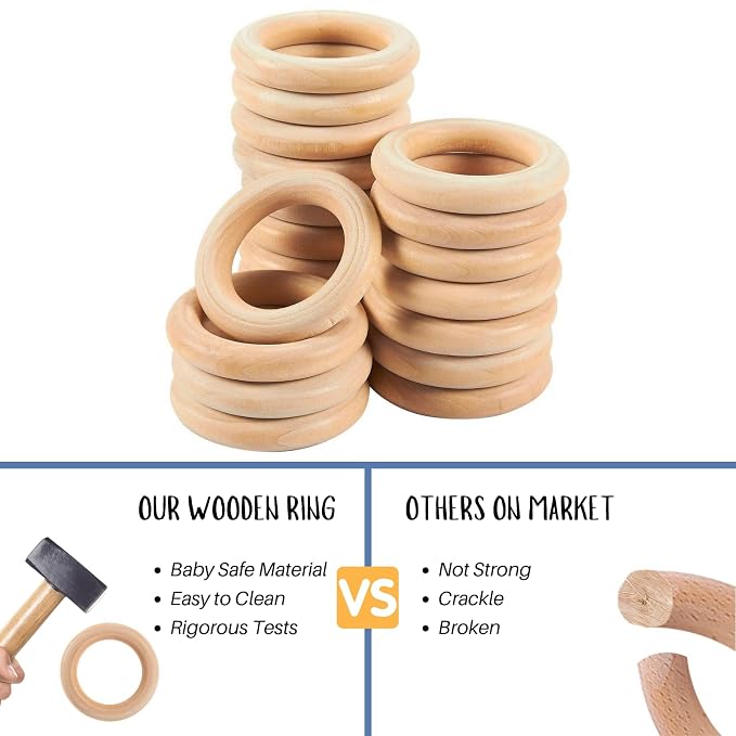 Baby Teething Toys, Silicone Chewable Teethers with Wooden Ring for Soothing Babies Gums, Rudder Chewers Shower Gift for lnfants & Toddlers, 3+ Months (8 Directions, Gray)