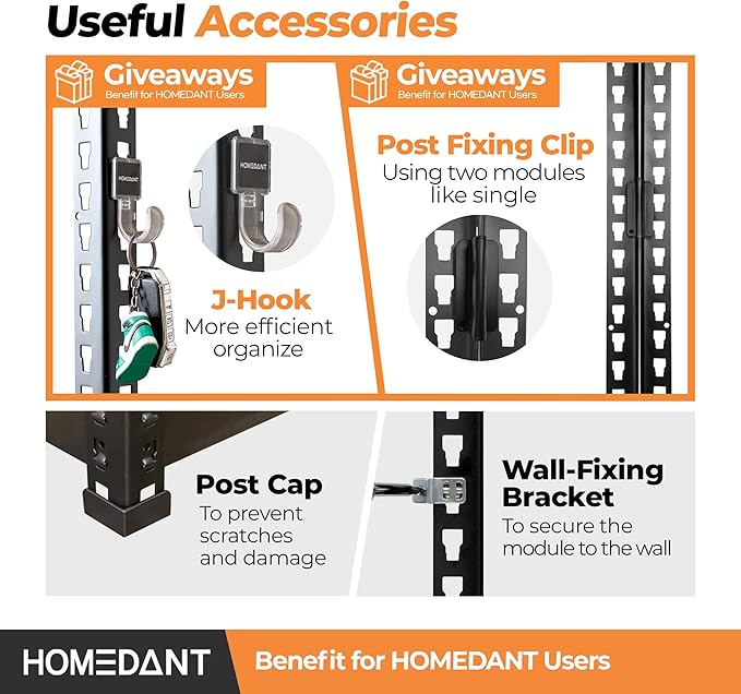 HOMEDANT 5 Tier Storage Shelves Adjustable Laminated Boltless Garage Metal Shelving Unit Heavy Duty Utility Rack Shelf Warehouse Pantry Closet Kitchen 35.9" W x 16.2" D x 71.3" H 2Pack