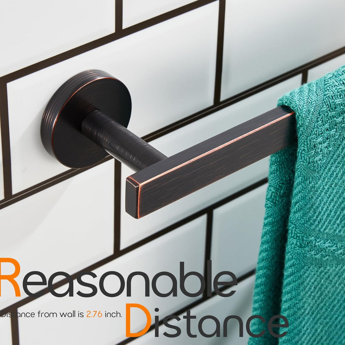 16 Inch Bathroom Towel Bar Bath Towel Rack Kitchen Towel Holder Towel Hanger Wall Mounted SUS304 Stainless Steel Oil Rubbed Bronze AN4001ORB-L16