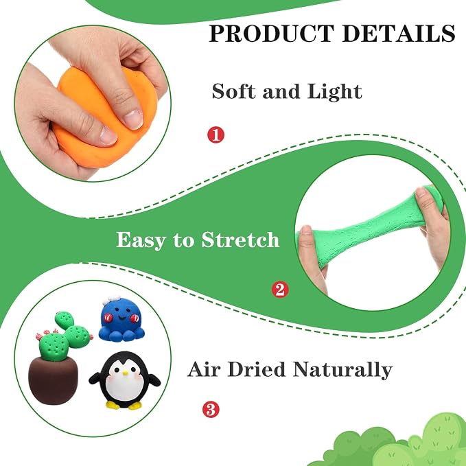 WinnerWhy 144 Pcs Total 76oz Air Dry Clay Soft Non-Toxic Molding Clay for DIY Arts Craft Sculpting Molding Projects Rewards Supplies(Multicolor)