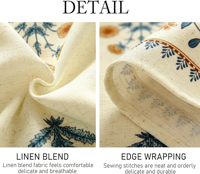 ISAENNE Designer French Pale Yellow Small Rectangular Tablecloth,Linen Floral Table Cloth,Wrinkle Resistant Decor Tablecloths for Dining Thanksgiving Banquet Kitchen Party,55"*71"-Estevan A