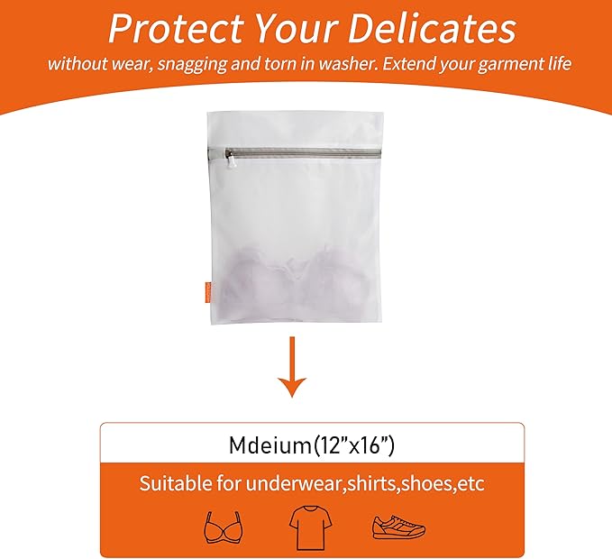 Polecasa 3Pcs 12 x 16 Inches Extra Durable Fine Mesh Laundry Bags with Sturdy Zipper for Delicates (3 Medium)
