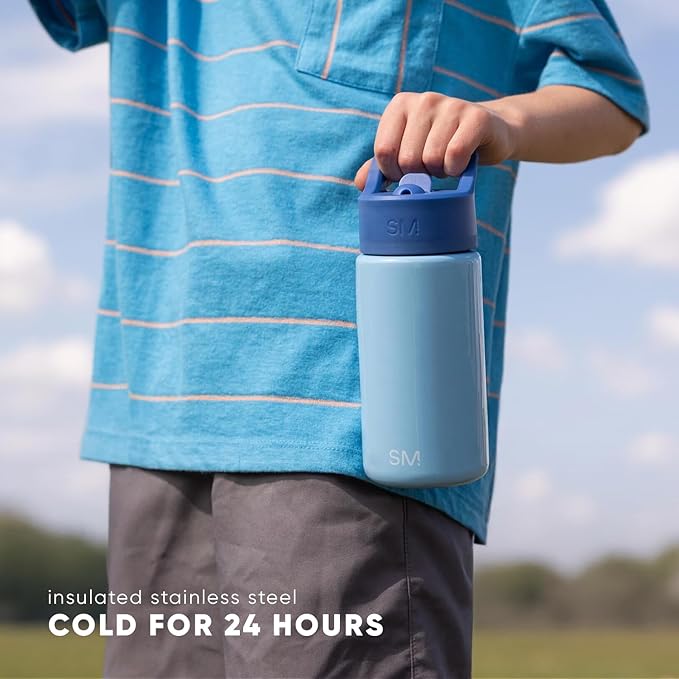 Simple Modern Kids Summit Valentine's Day Water Bottle with Straw Lid | Disney Stitch 18oz Stainless Steel Cup Insulated Tumbler for Girls, Boys, School | Stitch Love Attack