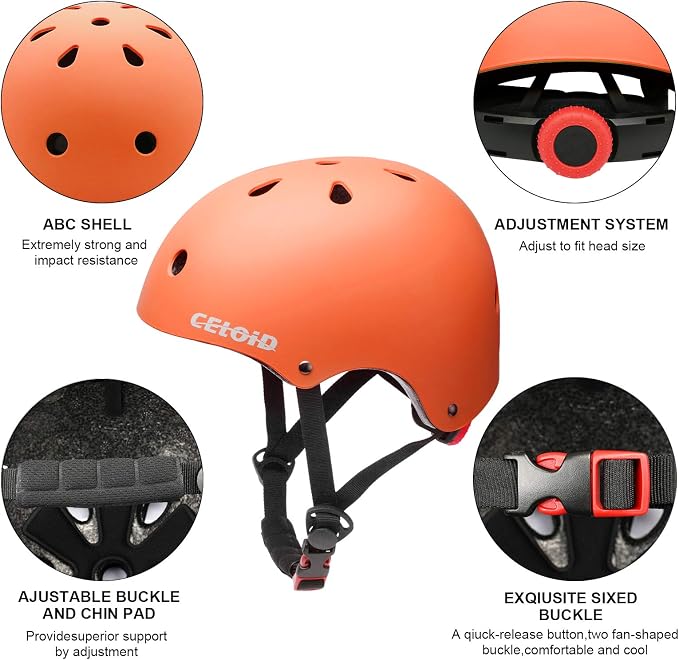 Kids Bike Skateboard Helmet Pad Set,Toddler Cyling Protective Gear Knee & Elbow Pads Wrist Guards for 5-8-10-12-14-16 Years Girls Boys Bicycle Scooter Roller Skate Inline Skating Rollerblading