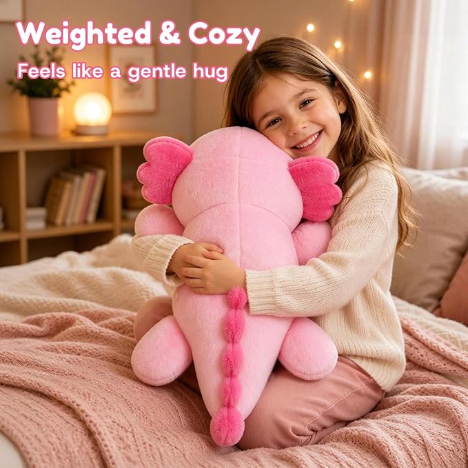 Axolotl Weighted Stuffed Animal, Soft Plush Toy Gift (10.6 Inch, 0.7 Lbs)