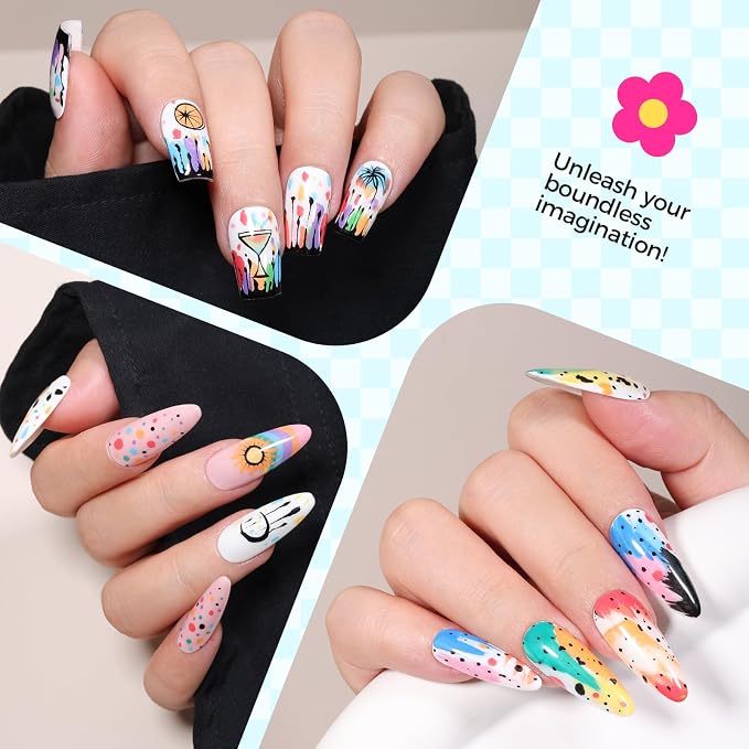 6 Colors Nail Art Pens Set - 3D Nail Polish Pens 0.7MM Acrylic Paint Pens Nail Markers for Nail Art Dotting Drawing Painting Liner Brush for DIY Home & Salon Halloween Decoration Beginners Gifts