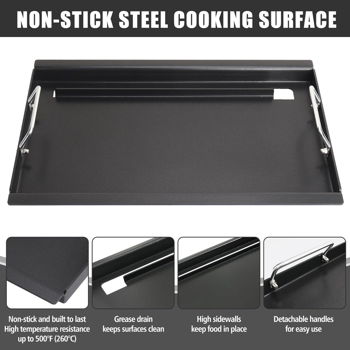 SafBbcue Full Size Griddle Inserts for Nexgrill 720-0896 720-0896B 720-0896C 720-0896E 720-0896CP 720-0898 720-0898A Flat Top Griddle for Homedepot Nexgrill 730-0898 730-0898A, Carbon Steel