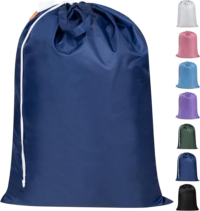 Polecasa Extra Heavy Duty Large Laundry Bag with Sturdy Handles and Drawstring Closure, 28 x 36 inches Durable Storage Bags for Basket, Hamper, College, Dorm, Travel, Navy