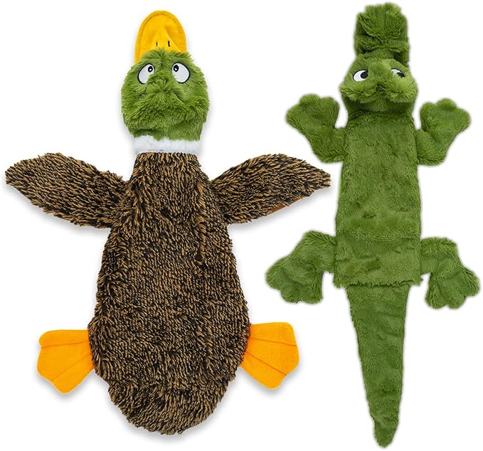 Best Pet Supplies Squeaky Dog Toys with Soft Durable Fabric for Small, Medium and Large Pets Interactive Toy for Indoor Play, Supports Active Biting and Play - 1Wild Duck, Alligator, Medium