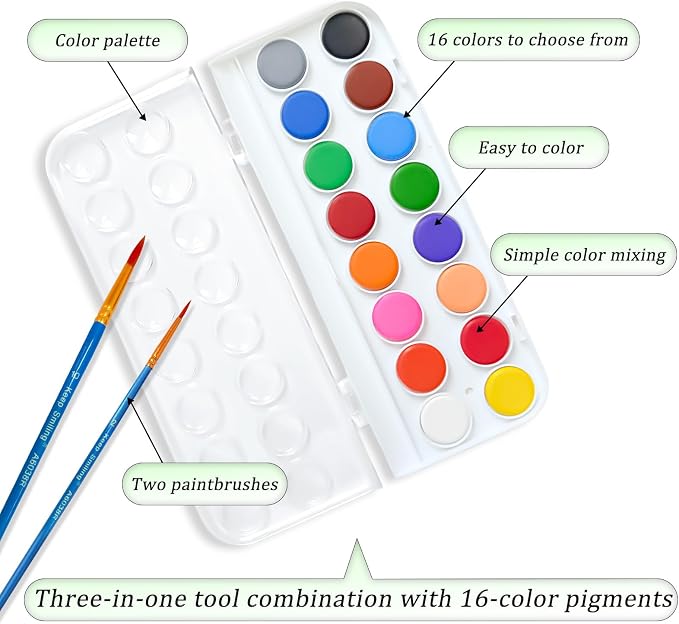 Watercolor Workbooks, 16 Colors Water Color Books Paint Set for Adults, Watercolor Coloring Book for Beginners, Water Color Workbook, 15 Beautiful Paintings for Beginners (Birds)