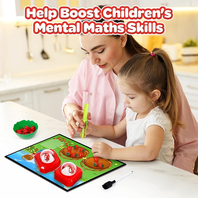 Math Board Games for Kids with Dice Poppers, Math Manipulatives Kindergarten Preschool Math Games Counters Toys, Addition and Subtraction Dice Games Homeschool Supplies Classroom Must Haves