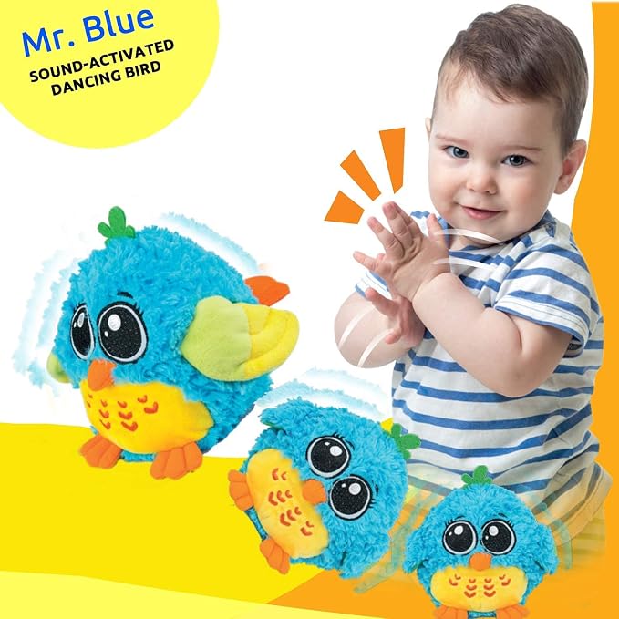 KiddoLab Baby Toys 6-12 Months & Up - 'Mr. Blue' Dancing & Singing Bird - Sound & Touch Activated Musical Toy for Boys & Girls - Ideal Gift for Infants, Babies & Toddlers