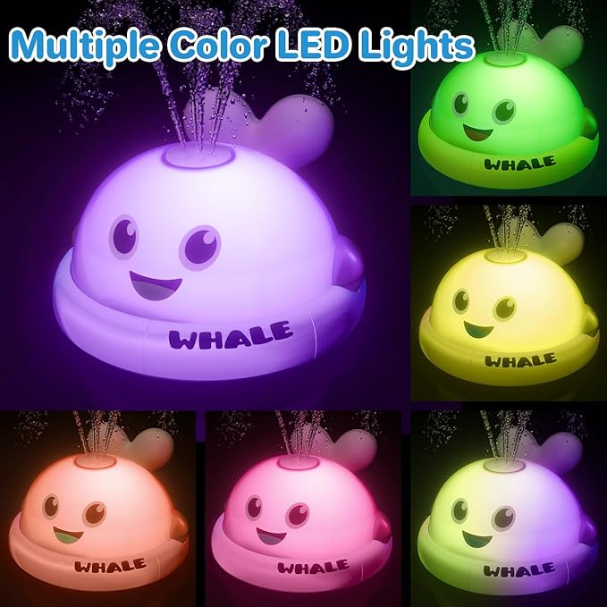Bath Toys for Kids Age 1-3, Light Up Baby Bath Toys for 1 2 3 Year Old Girl, Pool Water Toys for Toddlers Whale Bathtub Toys for 1 2 3 Year Old Boys & Girls Birthday Gifts (Pink)