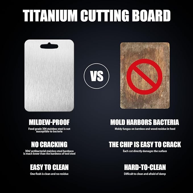 Titanium Cutting Board - 100% Pure Titanium Cutting Boards for Kitchen - Cutting Edge Hygiene & Durability, 1 Pack Double Sided Medical-grade Titanium Cutting Mat, Easy to Clean (18"L x 12"W)