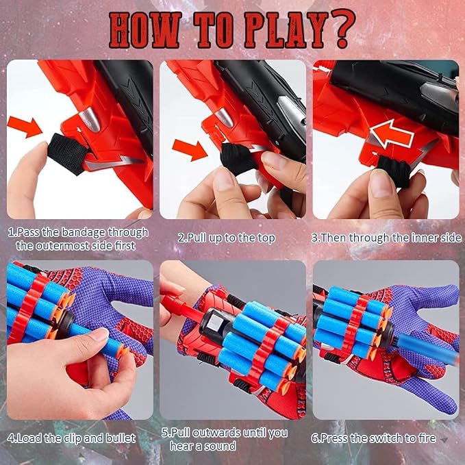 Black Style Spider Web & Soft Missile Launcher Toy 2 Pcs Set,High-Precision Web Shooter for Cosplay, Roleplay & Outdoor Fun - Adjustable Strap, Durable Design, Safe for Kids& Adults