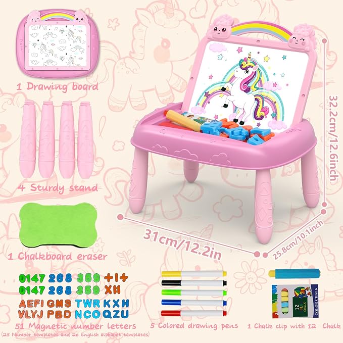 Gifts for 1-2 Year Old Girls, Toddlers Unicorn Toys with Magnetic Letters and Numbers, Portable Preschool Learning and Educational Toys for 1-2 Year Old Toddler Girl Birthday Gifts(Pink)