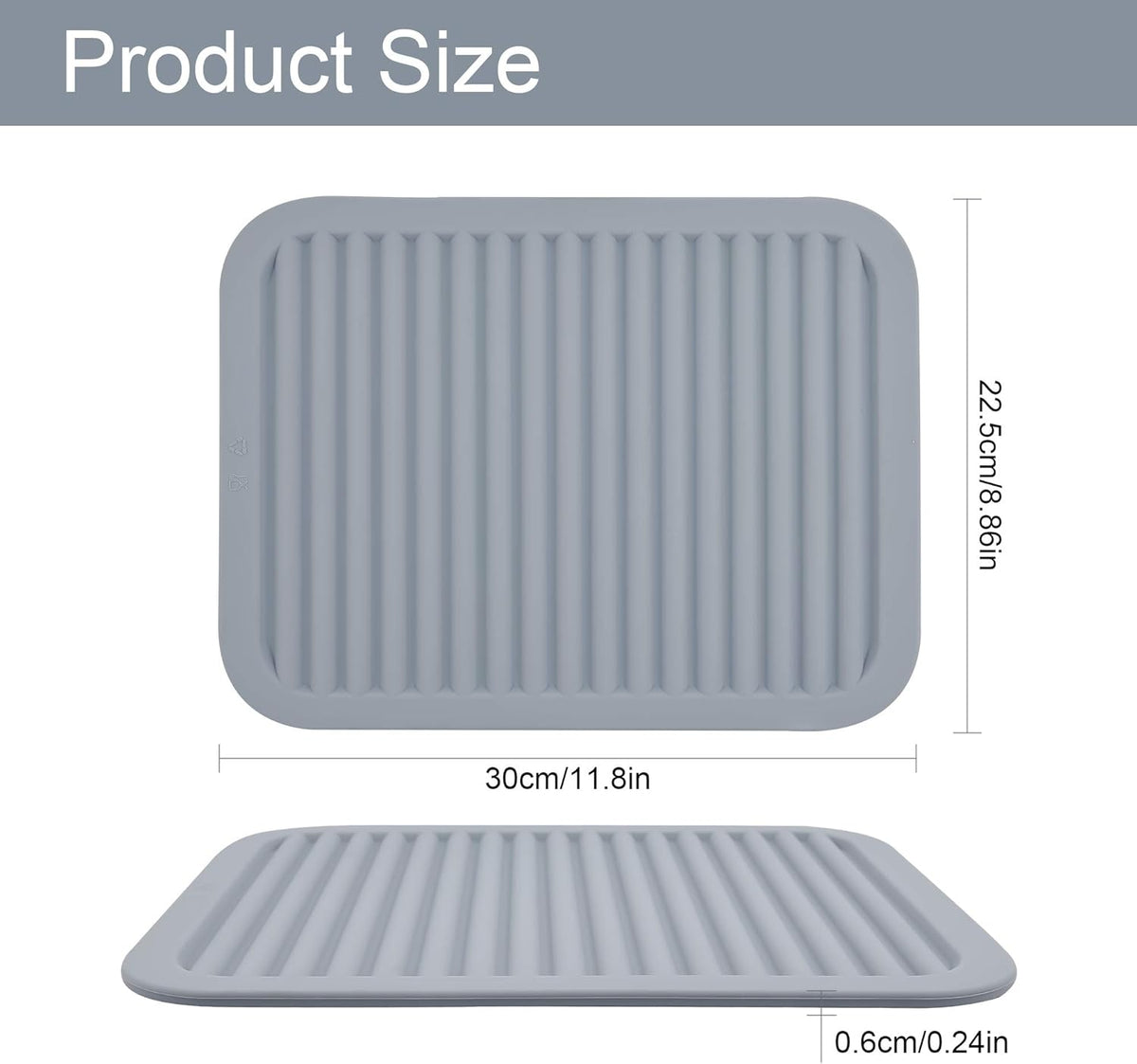 Silicone Trivets for Hot Dishes, Trivet Mat-Hot Pads for Kitchen-Versatile Trivet Mat for Hot Pots&Pans-Heat Resistant Mats for Counter&Table, Pot Holders Drying Mat (9x12) Pack 2 Light Grey