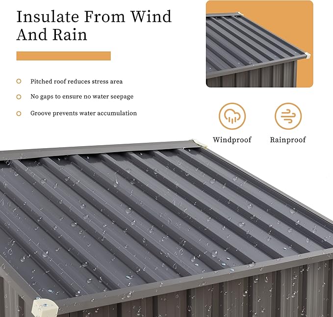 Vongrasig 5 x 3 x 6 FT Outdoor Storage Shed, Metal Tool Shed Clearance Garden Steel Shed with Side Window and Lockable Door Waterproof Tool Shed for Backyard Patio, Lawn (Gray)