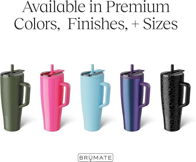 BrüMate Era Flip 40oz Tumbler with 100% Leakproof Covered Straw Lid | Hygienic Covered Straw | Insulated Stainless Steel Water Bottle with Handle | Cup Holder Friendly | BPA-Free (Matte Black)