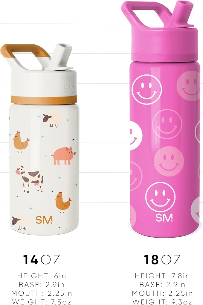 Simple Modern Kids Summit Water Bottle with Straw Lid | Mattel Barbie 18oz Stainless Steel Cup Insulated Tumbler for Girls, School | Barbie Cursive