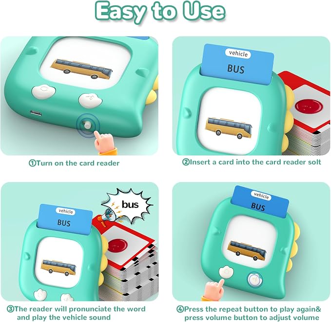 Kidzdo Talking Flashcards for Toddlers, 560 English Sight Words Educational Toy, Pocket Speech Therapy Toys, Language Learning Toys for Kids 1-6, Birthday Xmas Gift for Boys