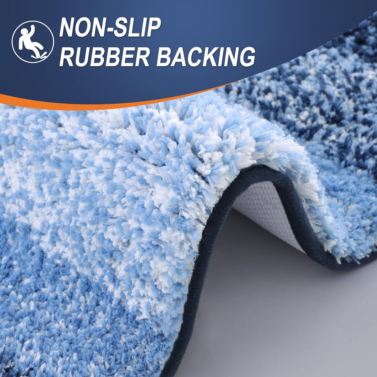 OLANLY Bathroom Runner Rugs 54x24, Extra Soft Absorbent Microfiber Bath Rugs, Rubber Backing, Quick Dry, Machine Washable Bath Mats for Bathroom Floor, Tub and Shower, Home Decor Accessories, Navy