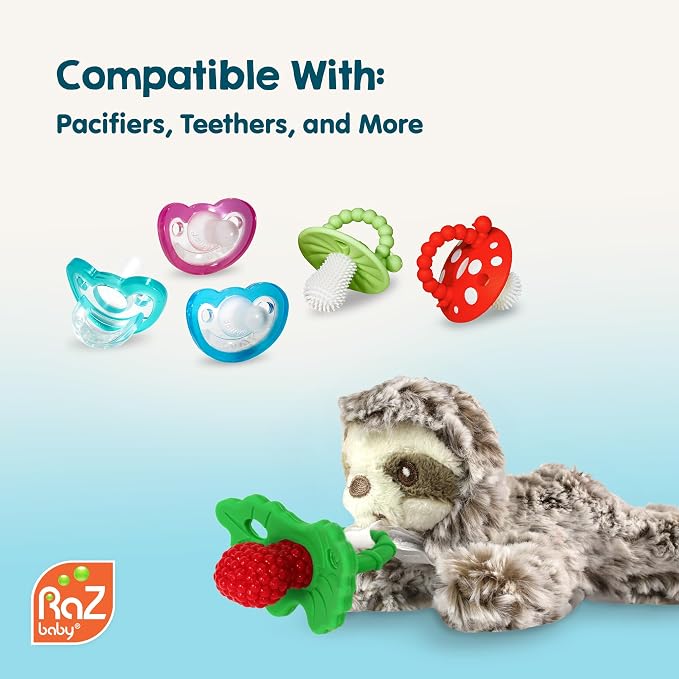 RaZbaby Panda RaZbuddy w/RaZberry Teething Relief Pacifier – Soothes Sore Gums w/Nature-Inspired Texture, 100% BPA-Free Silicone Teether, Detachable Stuffed Animal – 3 Months+ Teether, Mint