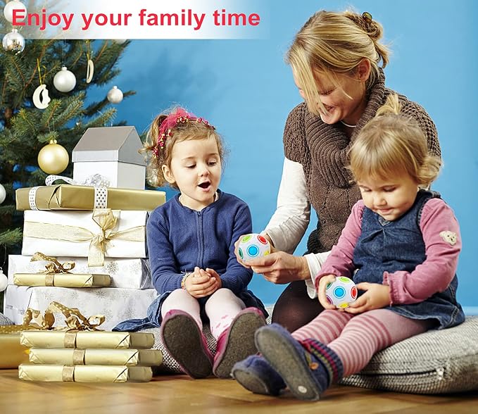 Vdealen Magic Rainbow Puzzle Ball, Fidget Ball Puzzle Brain Teaser Fidget Toy for Boys & Girls- Birthday Party Easter Valentines Christmas Stocking Stuffers for Kids Teen & Adults(White)