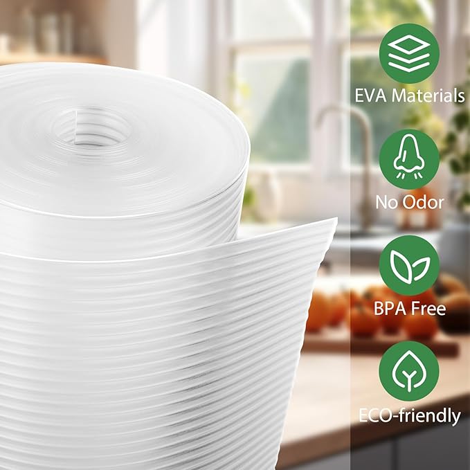 Anoak Shelf Liner Cabinet Liner, Non Adhesive Drawer Liner, Washable 20 Inch x 10 FT(120 Inch) Waterproof Durable Non-Slip Shelf Liner for Kitchen, Drawer, Refrigerator Stripe Clear