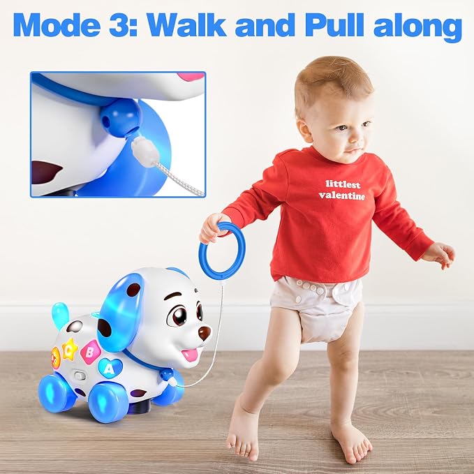 HumorPlay Musical Puppy Baby Toy 6-12-18 Month, Crawling & Walking Toys for 1 Year Old Boy Girl Gifts, Birthday Gift for 1 Year Old Boy Toy, Bilingual Infant Present for 6 7 8 9 10 Month