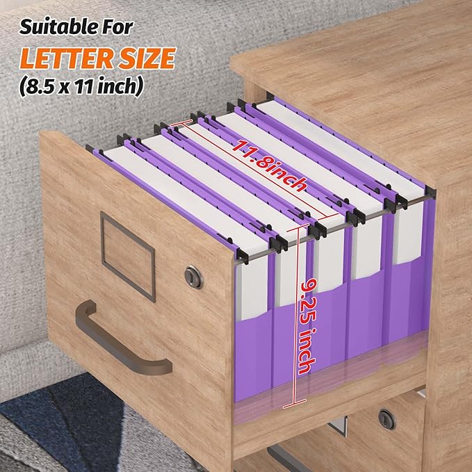 Extra Capacity Plastic Hanging File Folders,12 Pack Reinforced Expanding Hang Folder Letter Size,Accordian Pocket,Heavy Duty 2 Inch Expansion,Hanging Folder Organizer for Office Home,Purple