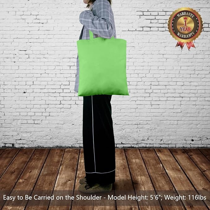 TOPDesign 24-Pack Economical 16"x15" Baby Green Cotton Tote Bags, Lightweight Medium Reusable Grocery Shopping Cloth Bags, Suitable for DIY, Advertising, Promotion, Gift, Activity
