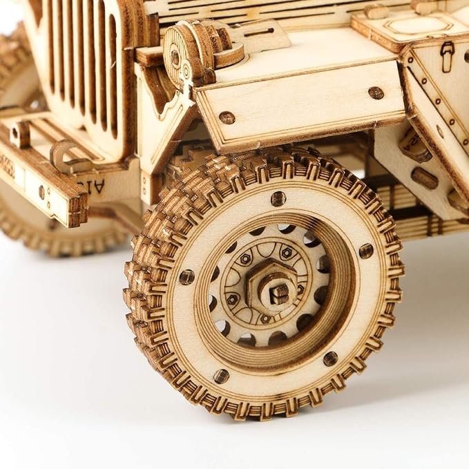 ROKR 3D Wooden Puzzle for Adults Mechanical Car Model-DIY Building Vehicle Kits-Brain Teaser Toys-Gift for Men Women on Birthday/Christmas Day (Army Field Car)
