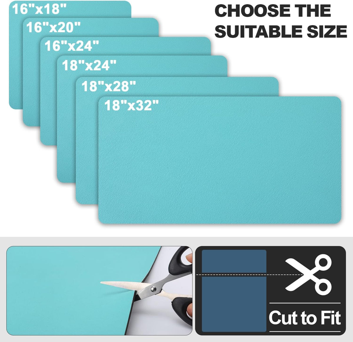 Dish Drying Mat for Kitchen Counter | Coffee Bar Mat for Countertops | Heat Resistant Drainer Mat with Non-slip Rubber Backed | Hide Stain Kitchen Absorbent Draining Mat | Turquoise 16"x24"