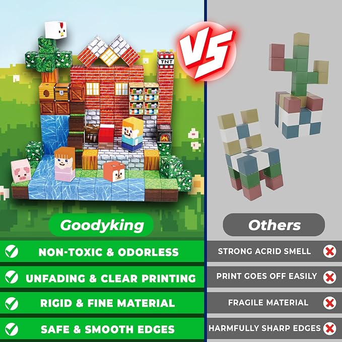 Goody King Magnetic Blocks|150PCS Magnetic Building Blocks Set, Stacking Magnets for Kids, Sensory Toy for STEM Learning Toys for Kids 3+ Boys and Girls Christmas Birthday Gifts