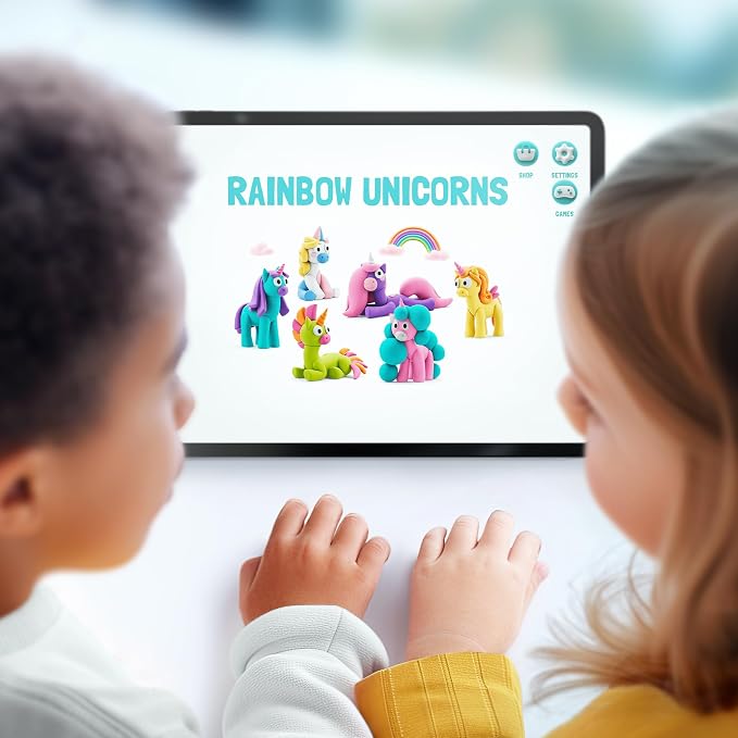 Hey Clay 15 Cans Set - Colourful Modelling Kids Air-Dry Clay 15 Cans with Sculpting Tools and Fun Interactive Instructions for Children Age 3+ (Rainbow Unicorns)