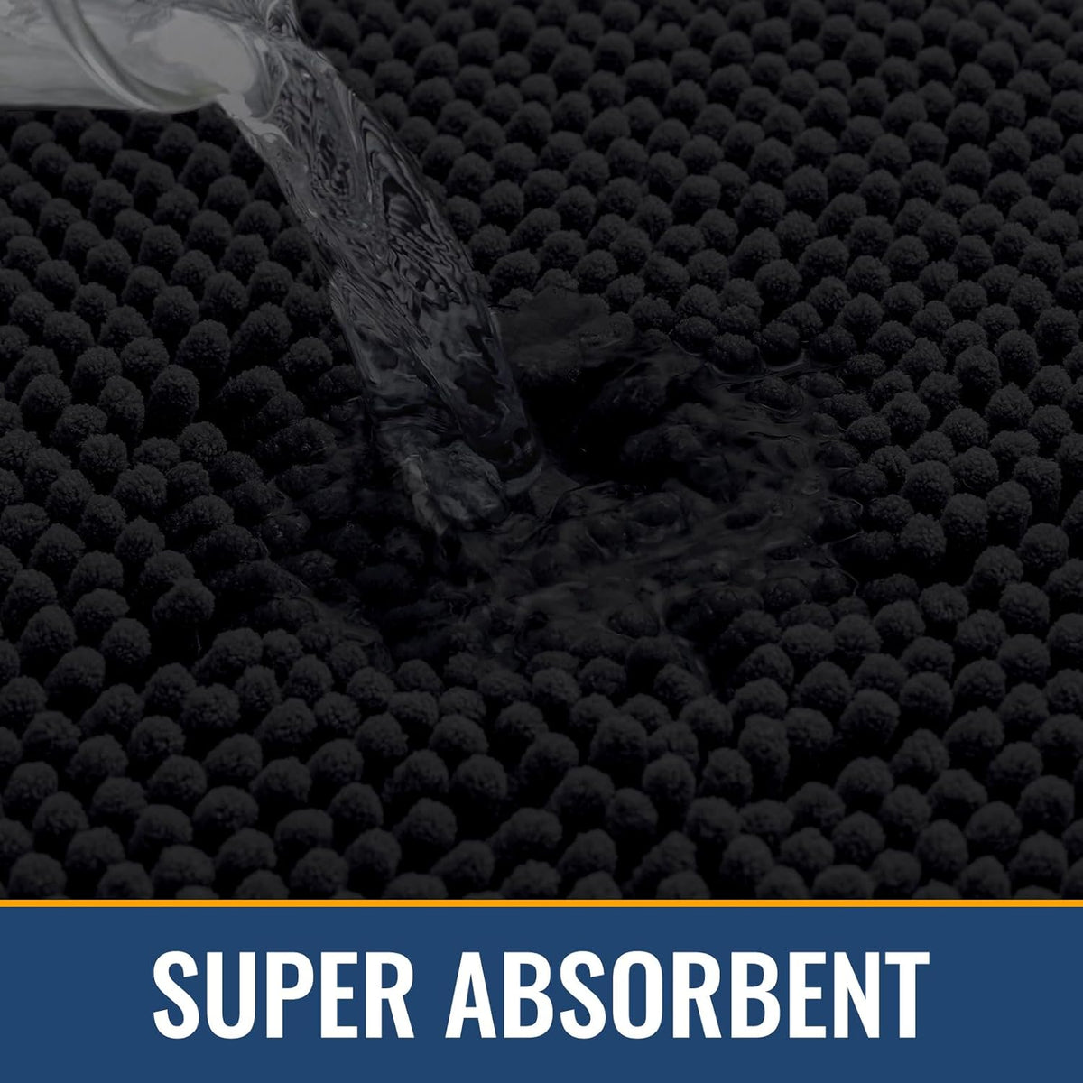 Arotive Bathroom Rugs 34x21, Extra Soft Absorbent Shaggy Chenille Bath Rugs, Machine Washable Rubber Backing Non-Slip Bath Mats for Bathroom Floor Tub and Shower, Home Decor Accessories, Black