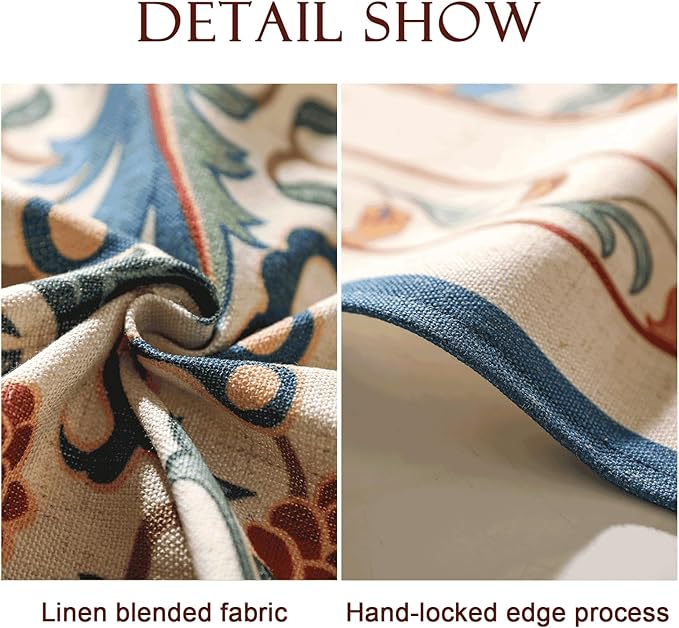 patdrea Designer Vintage Linen Extra Long Tablecloth for Rectangle Table,French Soft Floral Tablecloths,Colorful Table Cover for Kitchen Dining,Parties,Christmas,Thanksgiving,Party,63"x110"-Puno